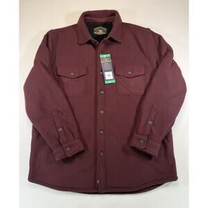 Freedom Foundry Men’s XL Burgundy Fleece Lined Shirt Jacket Button Front NWT